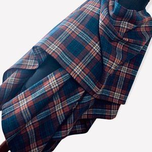 Plaid Wrap Scarf in Navy and Rust - Women Accessories